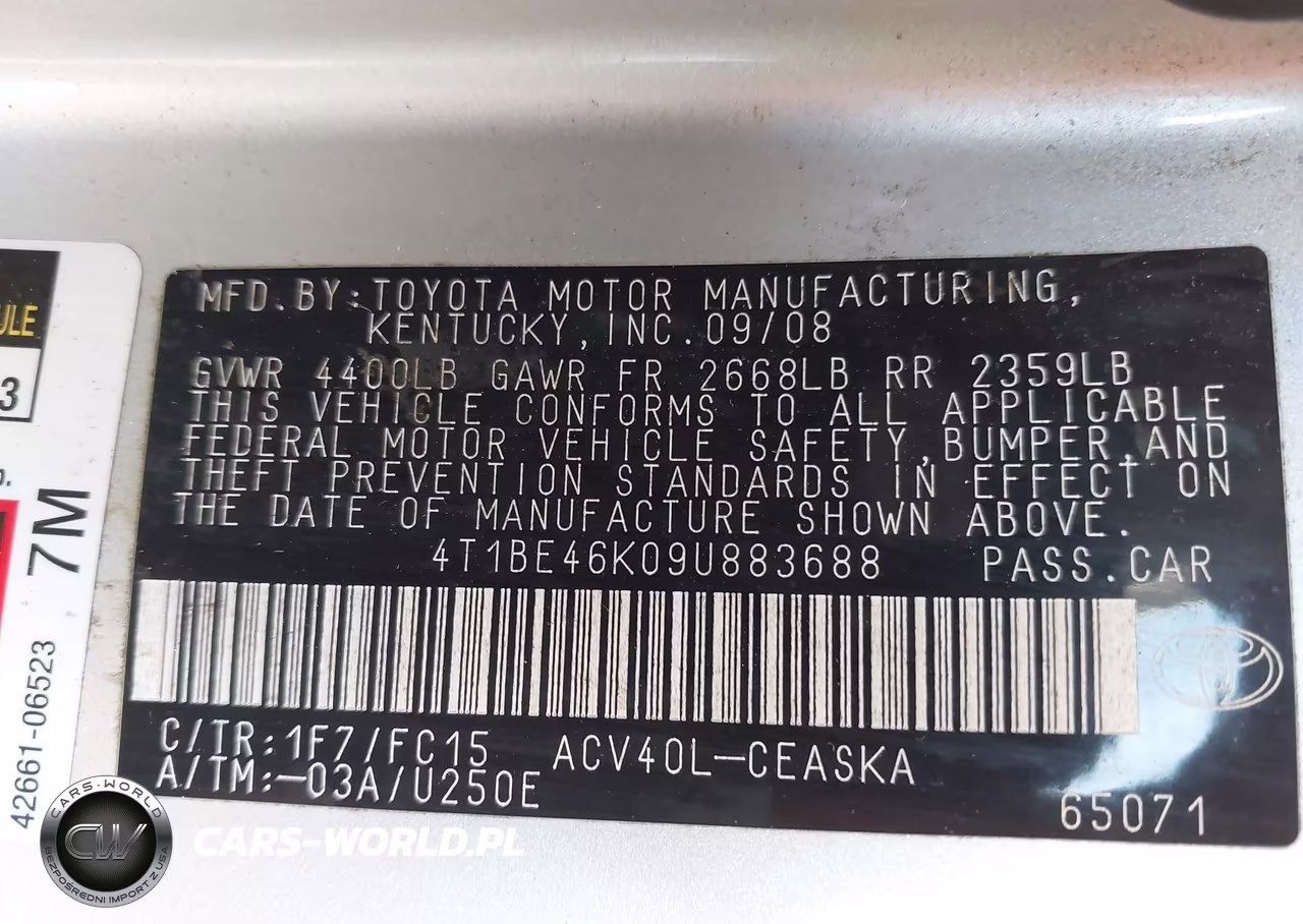 2009 Toyota Camry Se VIN:4T1BE46K09U883688 - 9