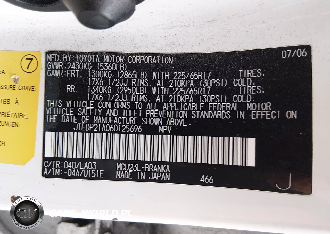 2006 Toyota Highlander Limited V6 VIN:JTEDP21A060125696 - 9
