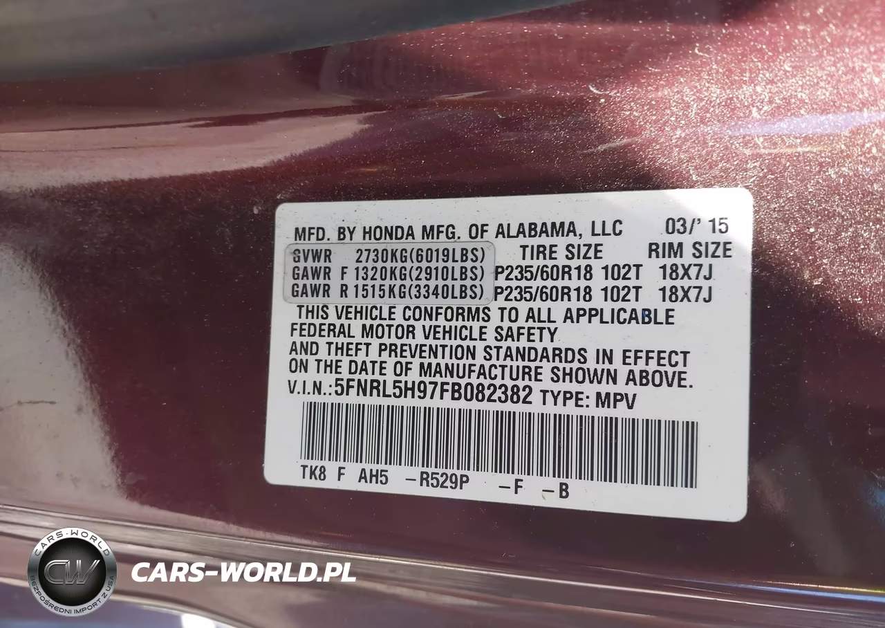 2015 Honda Odyssey Touring-Touring Elite VIN:5FNRL5H97FB082382 - 9