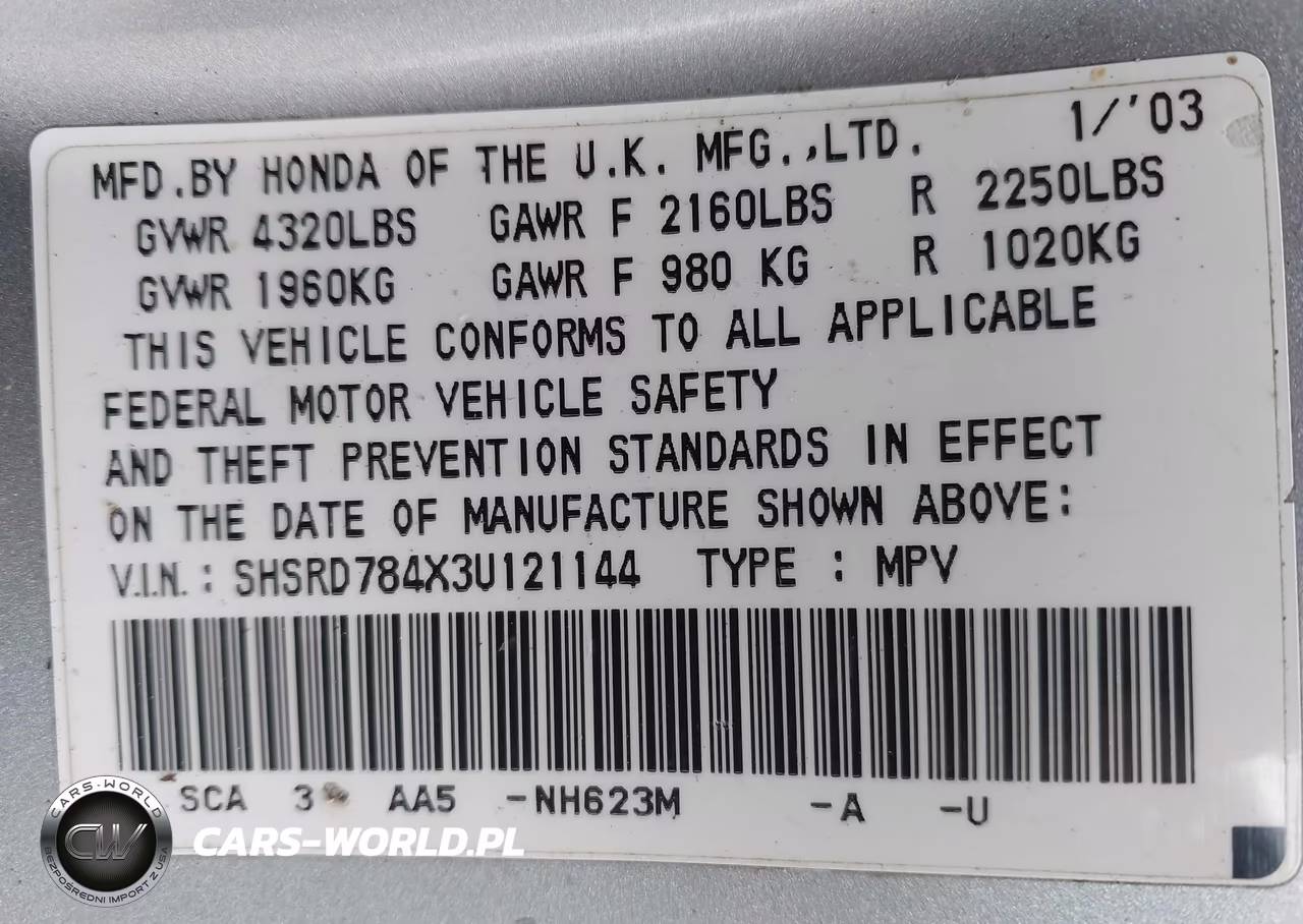 2003 Honda Cr-V Lx VIN:SHSRD784X3U121144 - 9