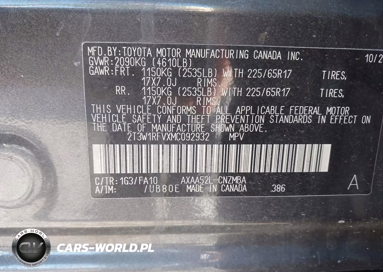 2021 Toyota Rav4 Xle VIN:2T3W1RFVXMC092932 - 9