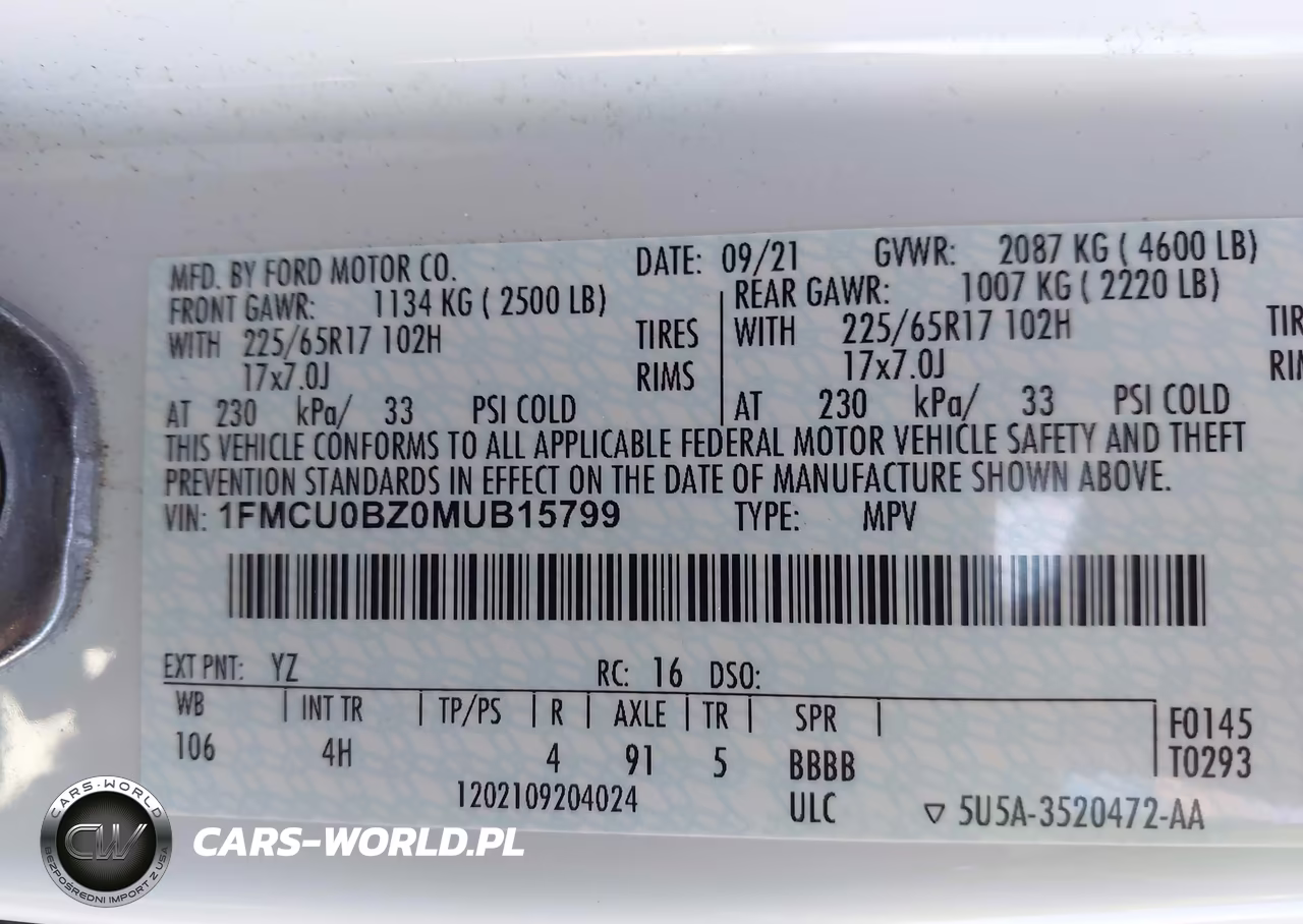 2021 Ford Escape Se Hybrid VIN:1FMCU0BZ0MUB15799 - 9