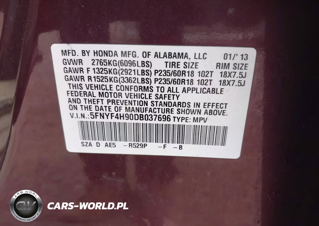 2013 Honda Pilot Touring VIN:5FNYF4H90DB037696 - 9