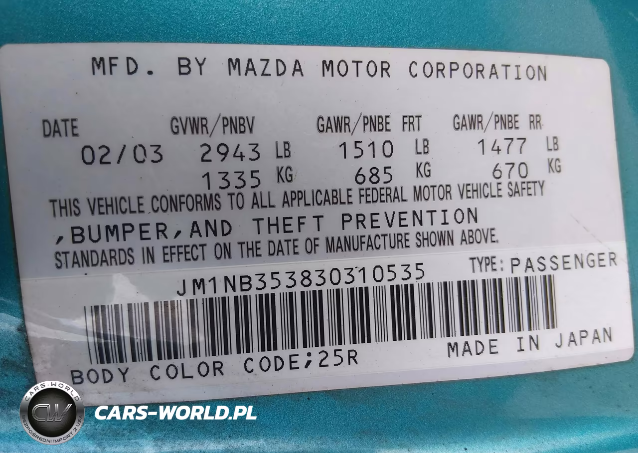 2003 Mazda Mx-5 Miata Cloth-Ls-Se-Shinsen VIN:JM1NB353830310535 - 9