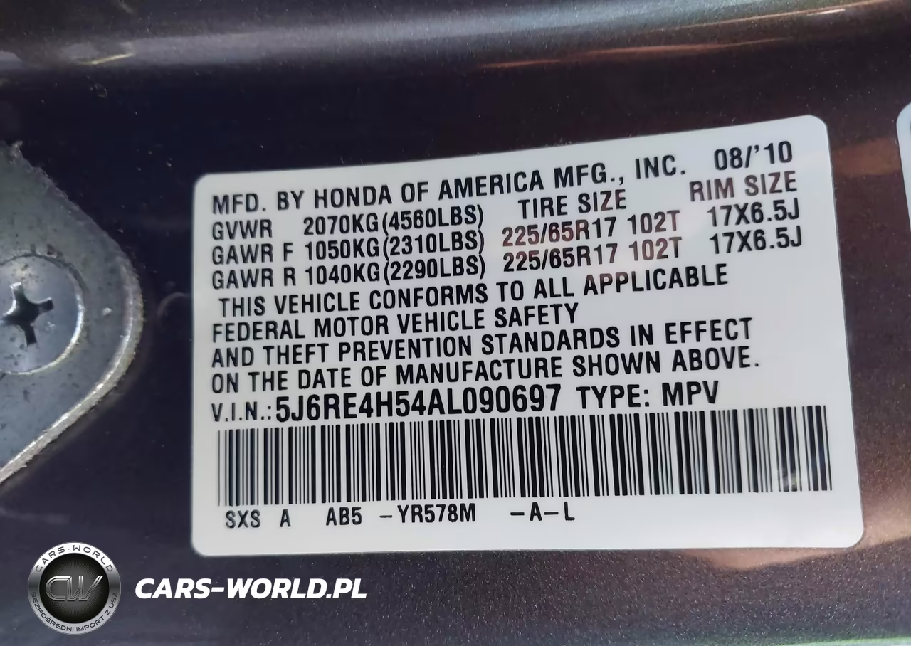 2010 Honda Cr-V Ex VIN:5J6RE4H54AL090697 - 9