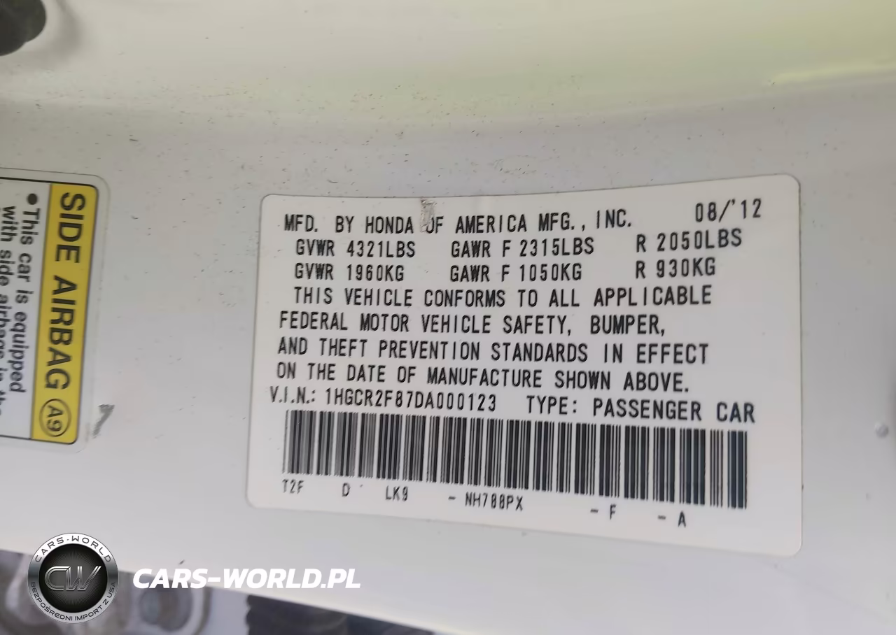 2013 Honda Accord Ex-L VIN:1HGCR2F87DA000123 - 9