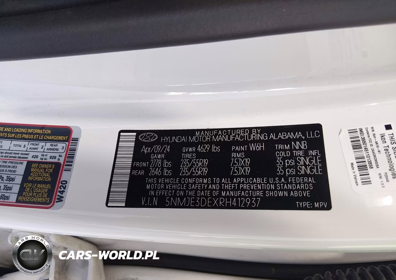 2024 Hyundai Tucson Limited VIN:5NMJE3DEXRH412937 - 9