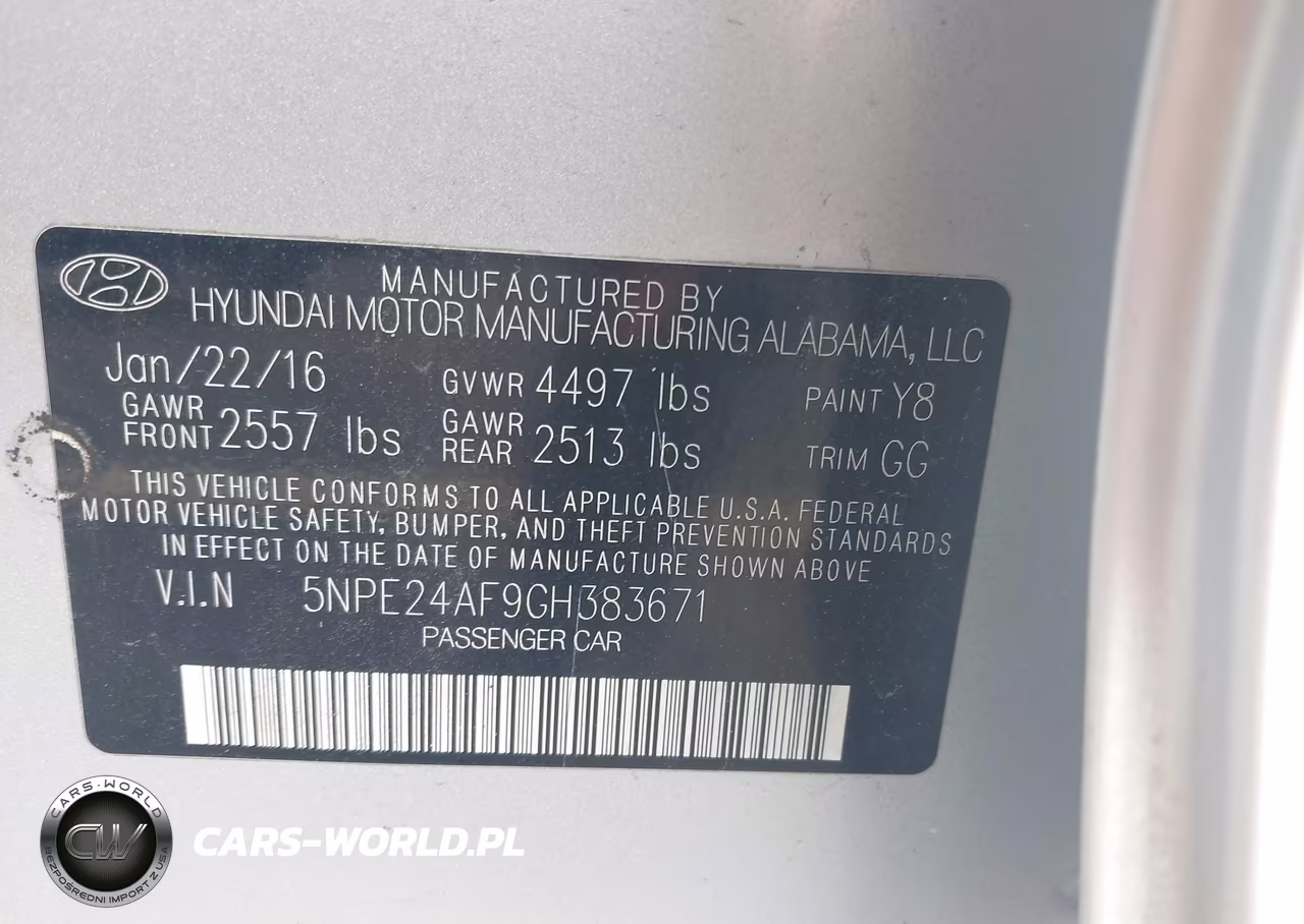 2016 Hyundai Sonata Se VIN:5NPE24AF9GH383671 - 9