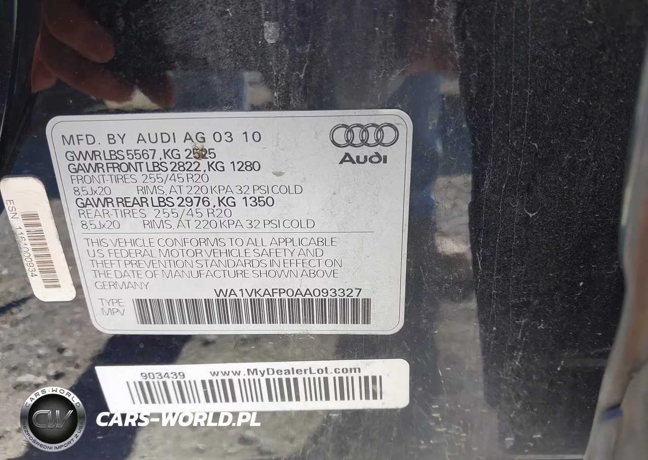 2010 Audi Q5 3.2 Premium VIN:WA1VKAFP0AA093327 - 9