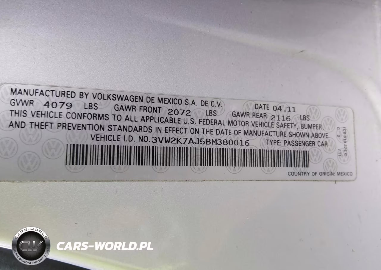 2011 Volkswagen Jetta 2.0L S VIN:3VW2K7AJ5BM380016 - 9