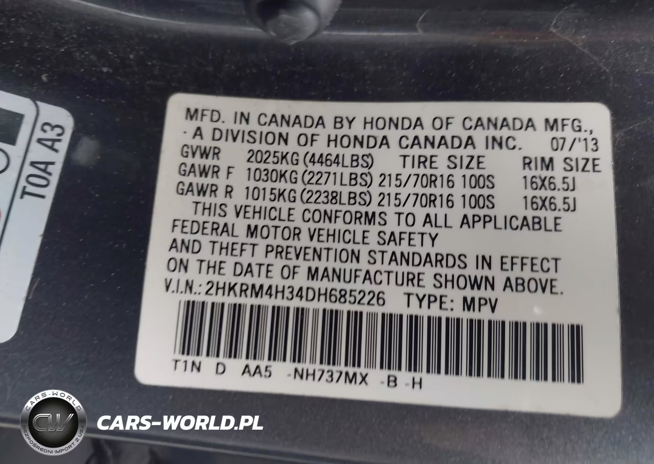 2013 Honda Cr-V Lx VIN:2HKRM4H34DH685226 - 9