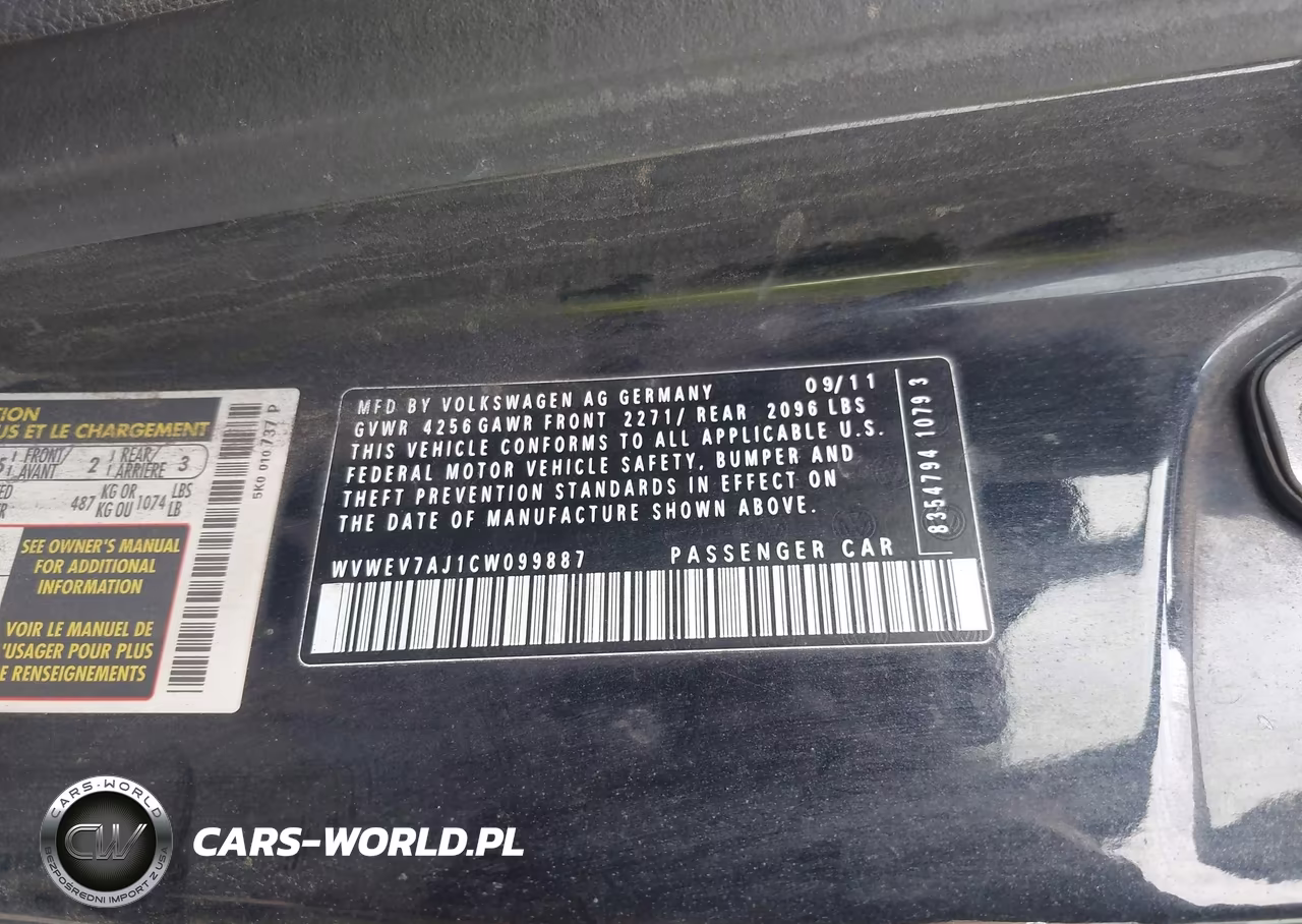 2012 Volkswagen Gti 2-Door VIN:WVWEV7AJ1CW099887 - 9