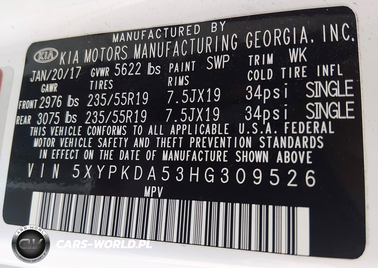 2017 Kia Sorento 3.3L Sxl VIN:5XYPKDA53HG309526 - 9