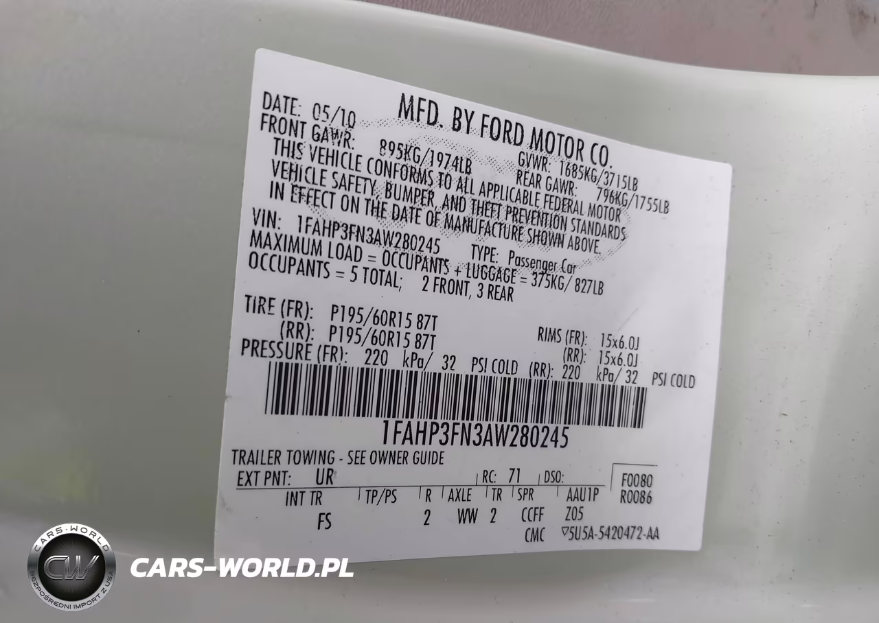 2010 FORD FOCUS SE VIN:1FAHP3FN3AW280245 - 9