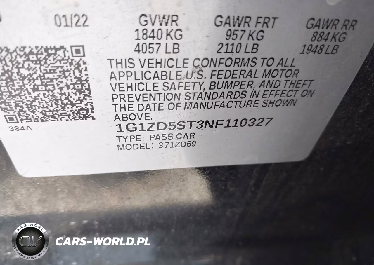 2022 Chevrolet Malibu Fwd Lt VIN:1G1ZD5ST3NF110327 - 9