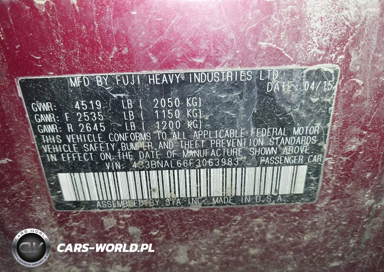 2015 Subaru Legacy 2.5I Limited VIN:4S3BNAL66F3063983 - 9