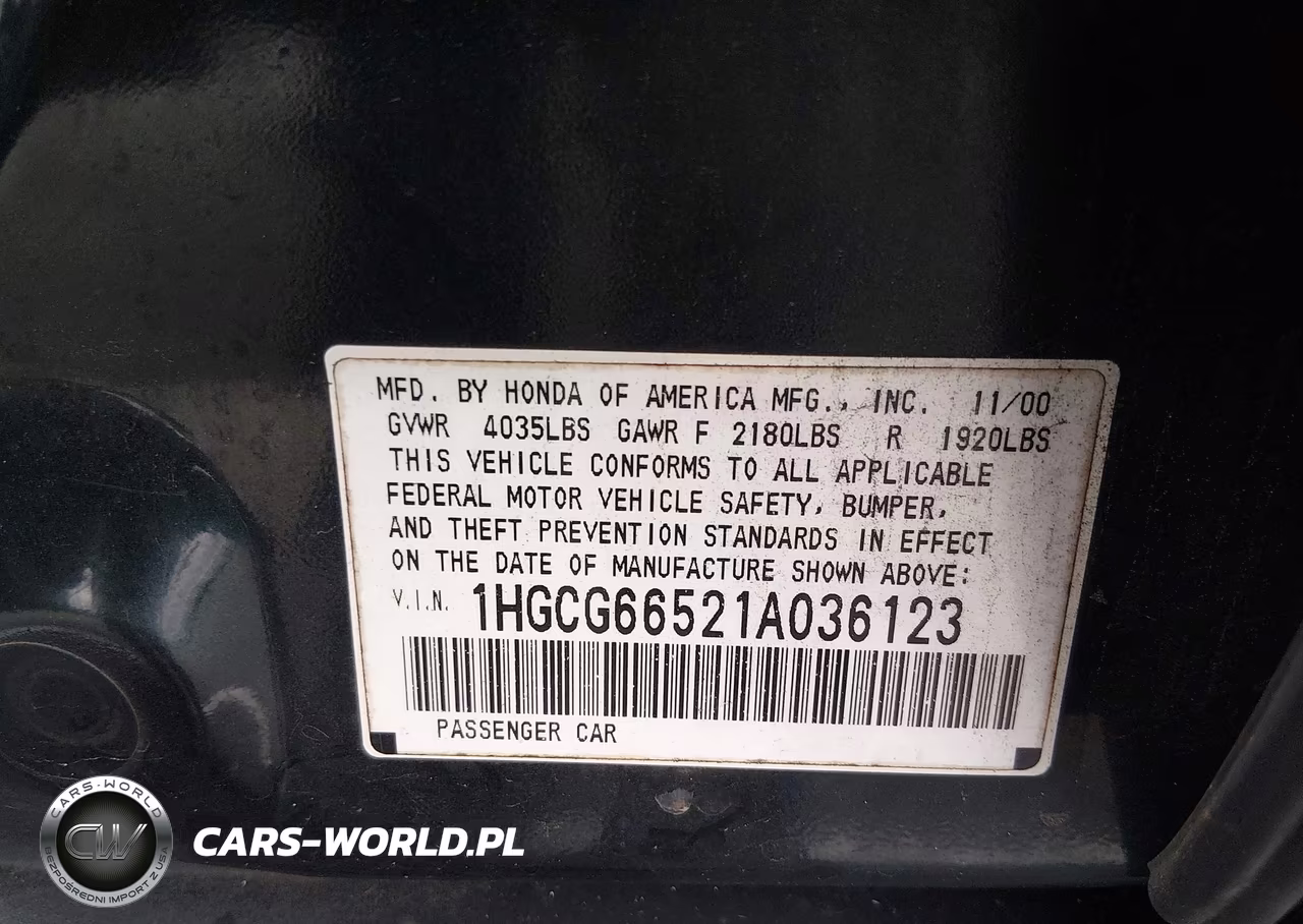 2001 Honda Accord 2.3 Lx VIN:1HGCG66521A036123 - 9