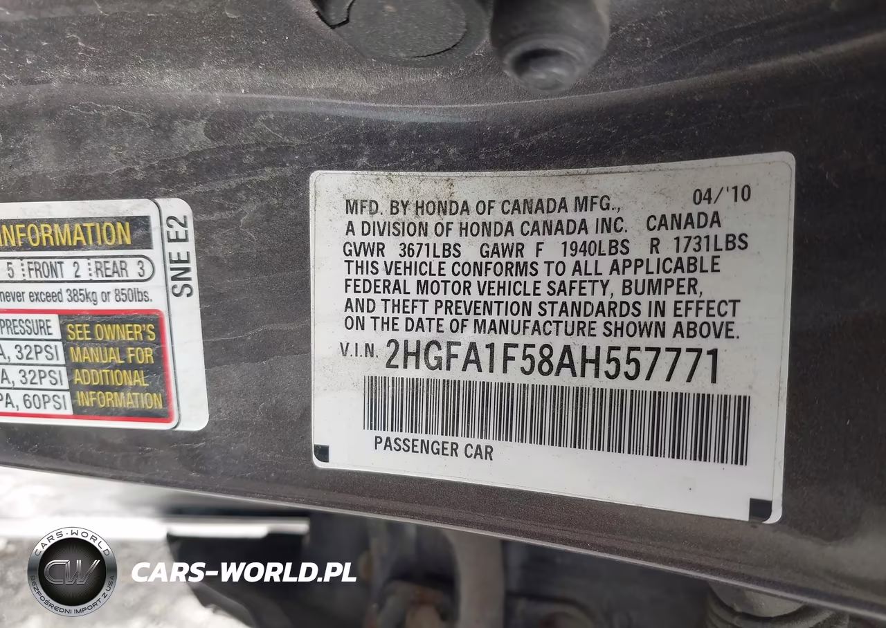 2010 Honda Civic Lx VIN:2HGFA1F58AH557771 - 9