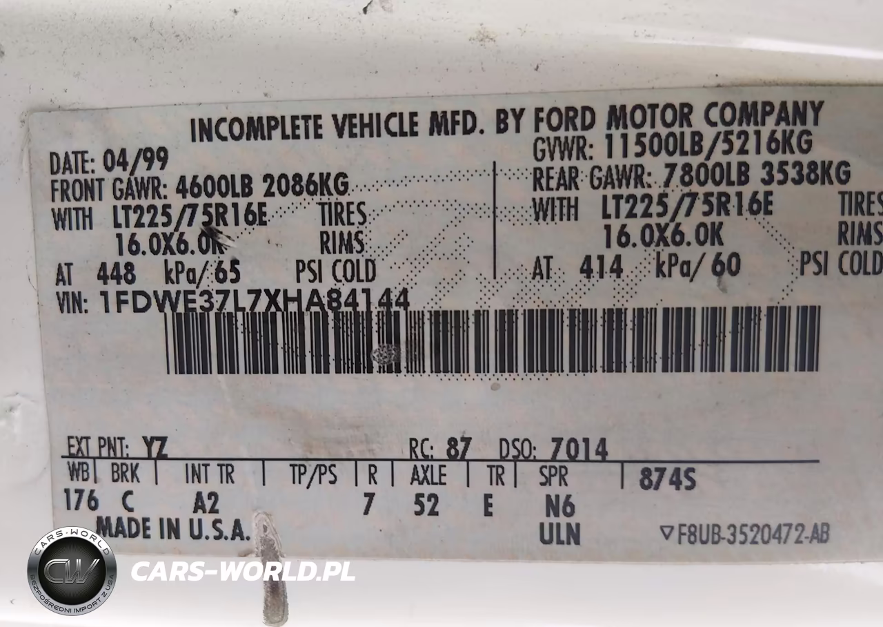 1999 Ford Econoline Commercial Cutaway Standard VIN:1FDWE37L7XHA84144 - 8