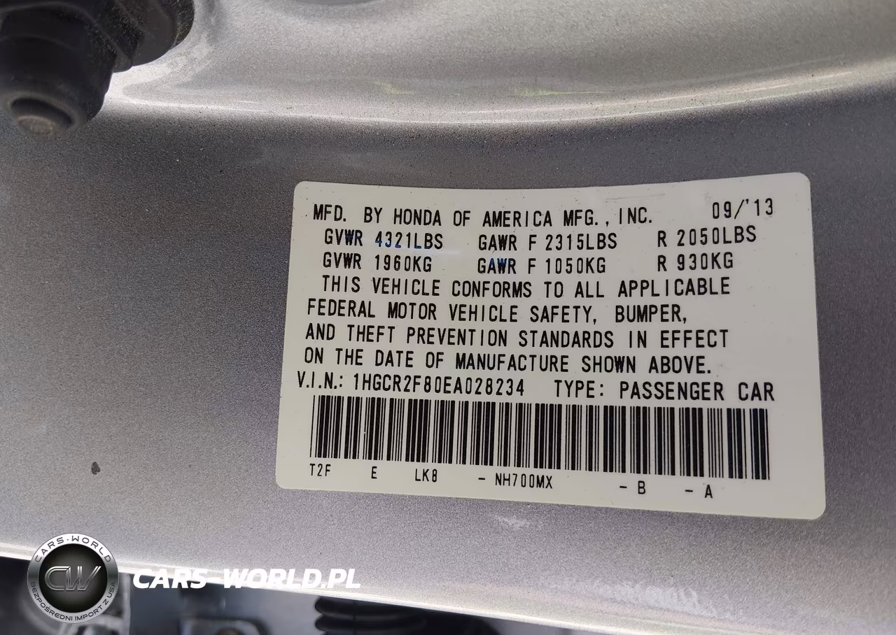 2014 Honda Accord Ex-L VIN:1HGCR2F80EA028234 - 9