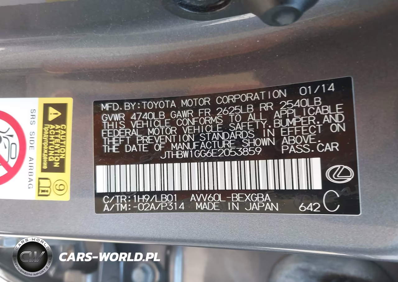 2014 Lexus Es 300H VIN:JTHBW1GG6E2053859 - 9