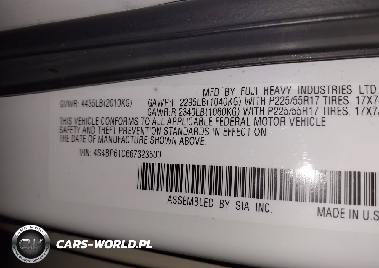 2006 Subaru Outback 2.5I VIN:4S4BP61C667323500 - 9