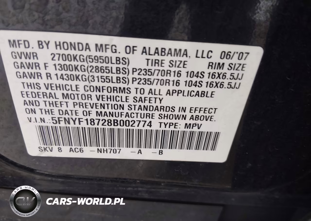 2008 Honda Pilot Ex-L VIN:5FNYF18728B002774 - 9