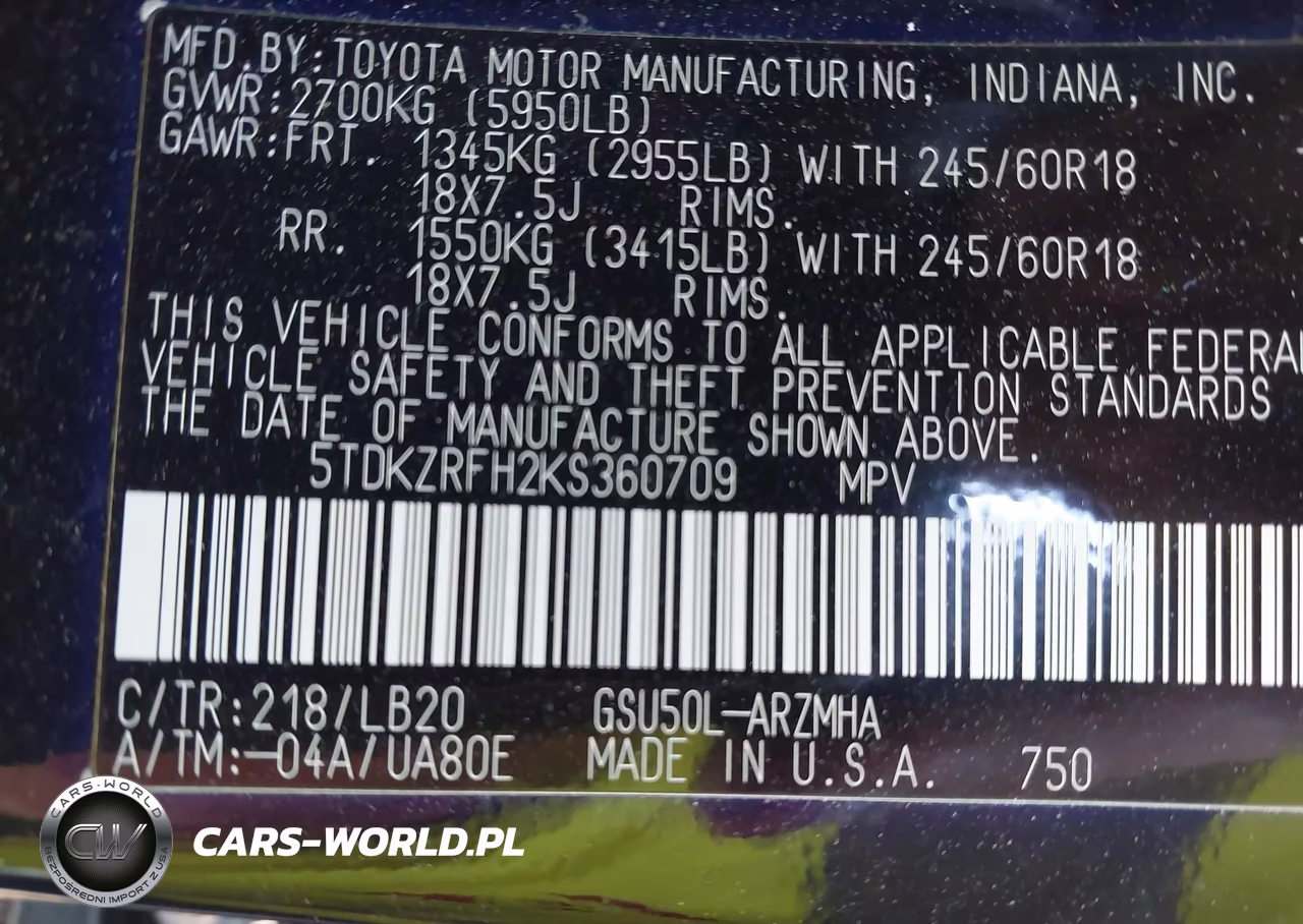 2019 Toyota Highlander Xle VIN:5TDKZRFH2KS360709 - 9