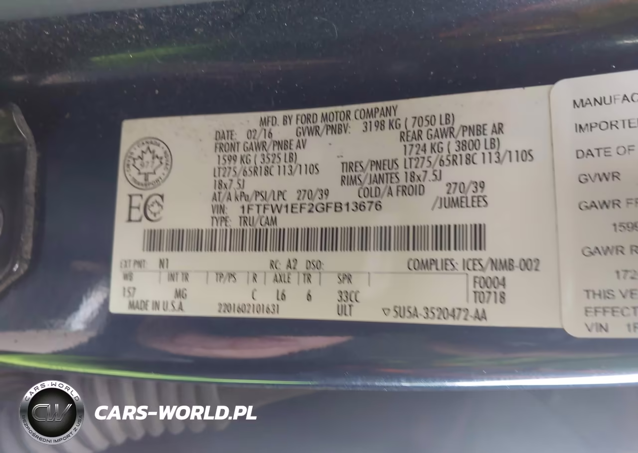 2016 Ford F-150 Xlt VIN:1FTFW1EF2GFB13676 - 9