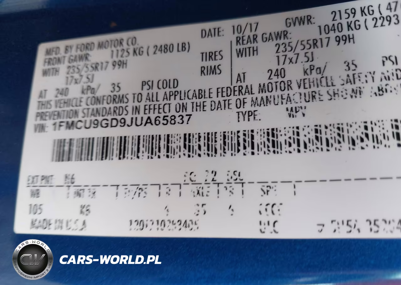 2018 Ford Escape Se VIN:1FMCU9GD9JUA65837 - 9