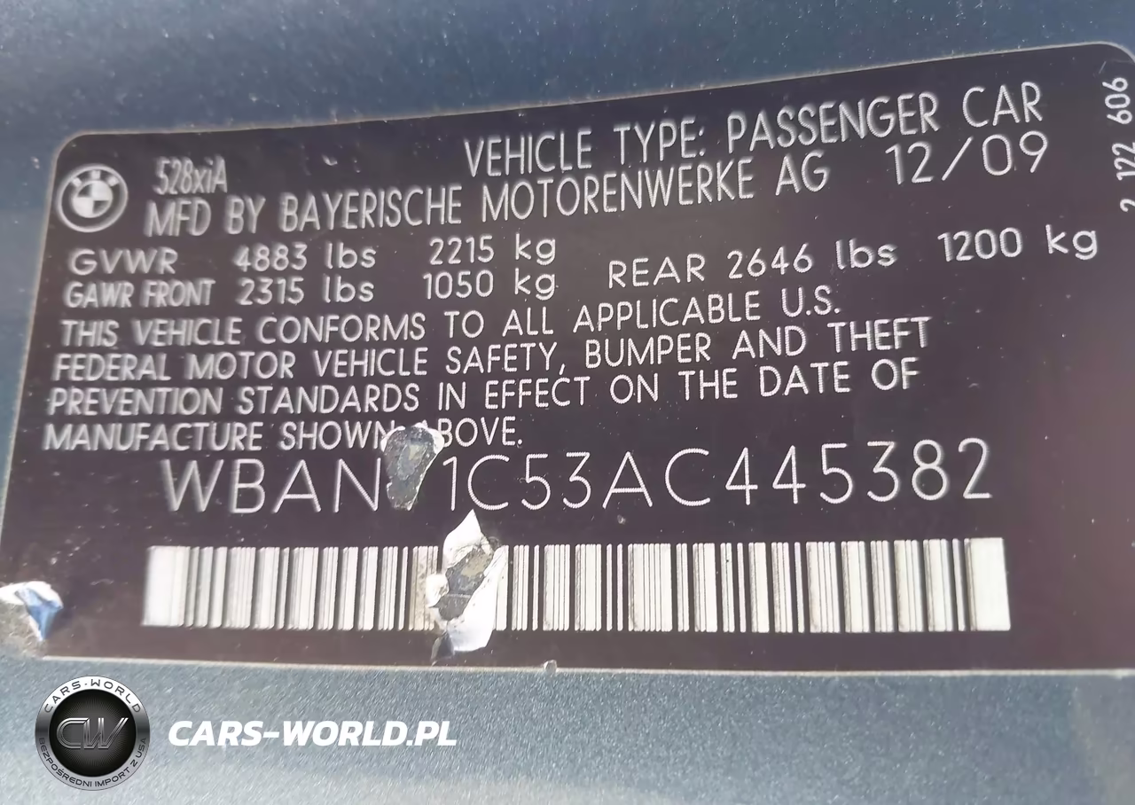 2010 BMW 528I xDrive VIN:WBANV1C53AC445382 - 9