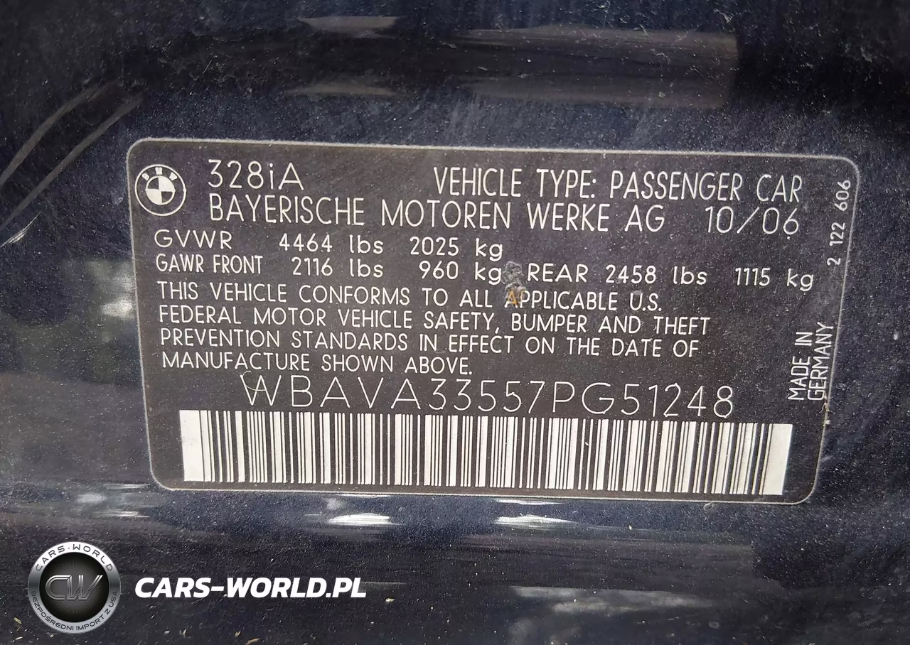 2007 BMW 328I VIN:WBAVA33557PG51248 - 9