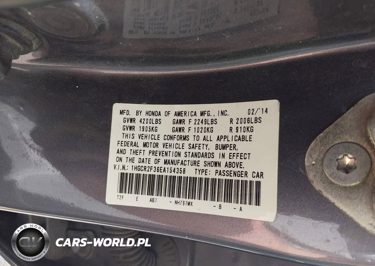 2014 Honda Accord Lx VIN:1HGCR2F36EA154358 - 9