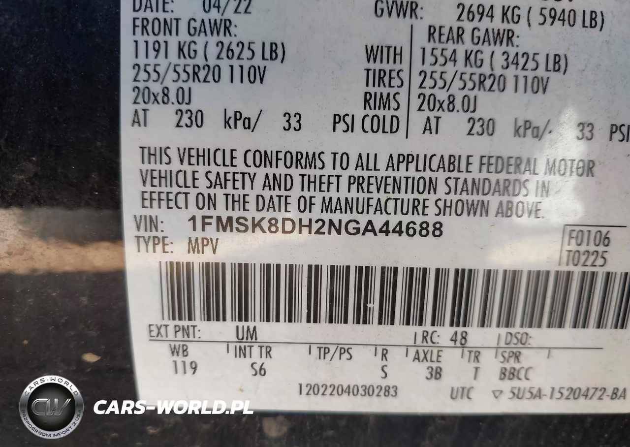 2022 Ford Explorer Xlt VIN:1FMSK8DH2NGA44688 - 9