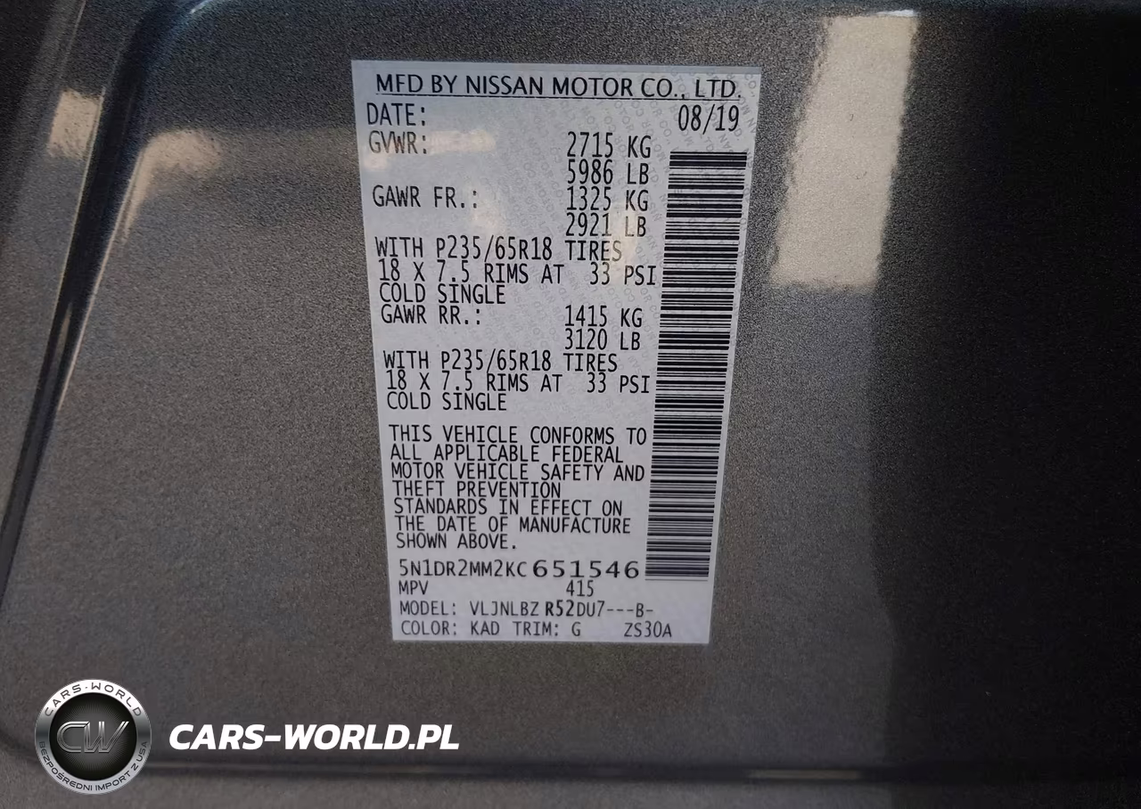 2019 Nissan Pathfinder S VIN:5N1DR2MM2KC651546 - 9