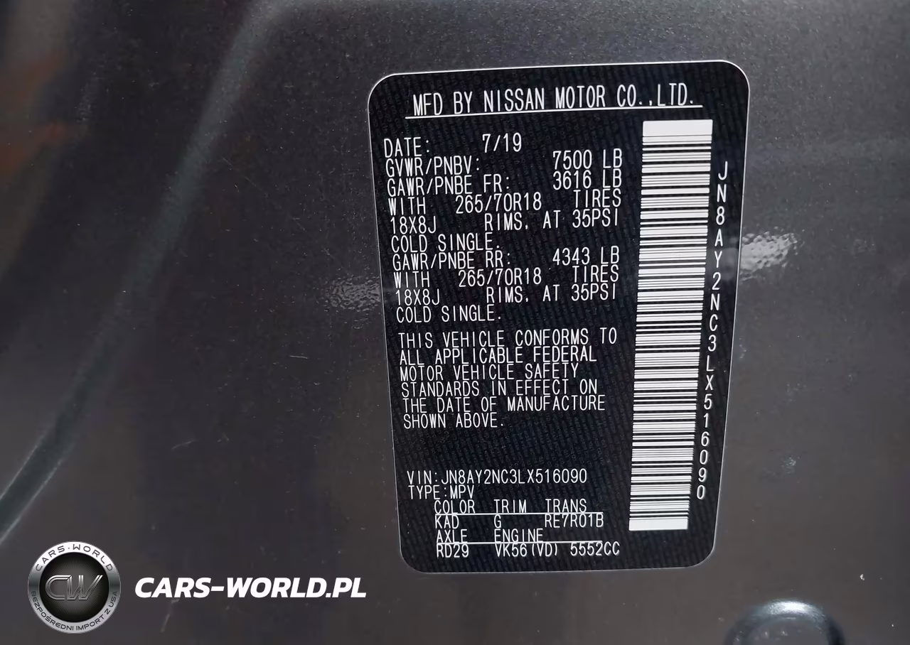 2020 Nissan Armada Sv 4Wd VIN:JN8AY2NC3LX516090 - 9