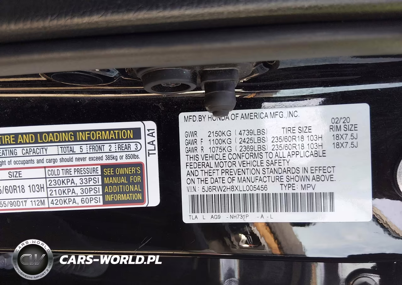 2020 Honda Cr-V Awd Ex-L VIN:5J6RW2H8XLL005456 - 9