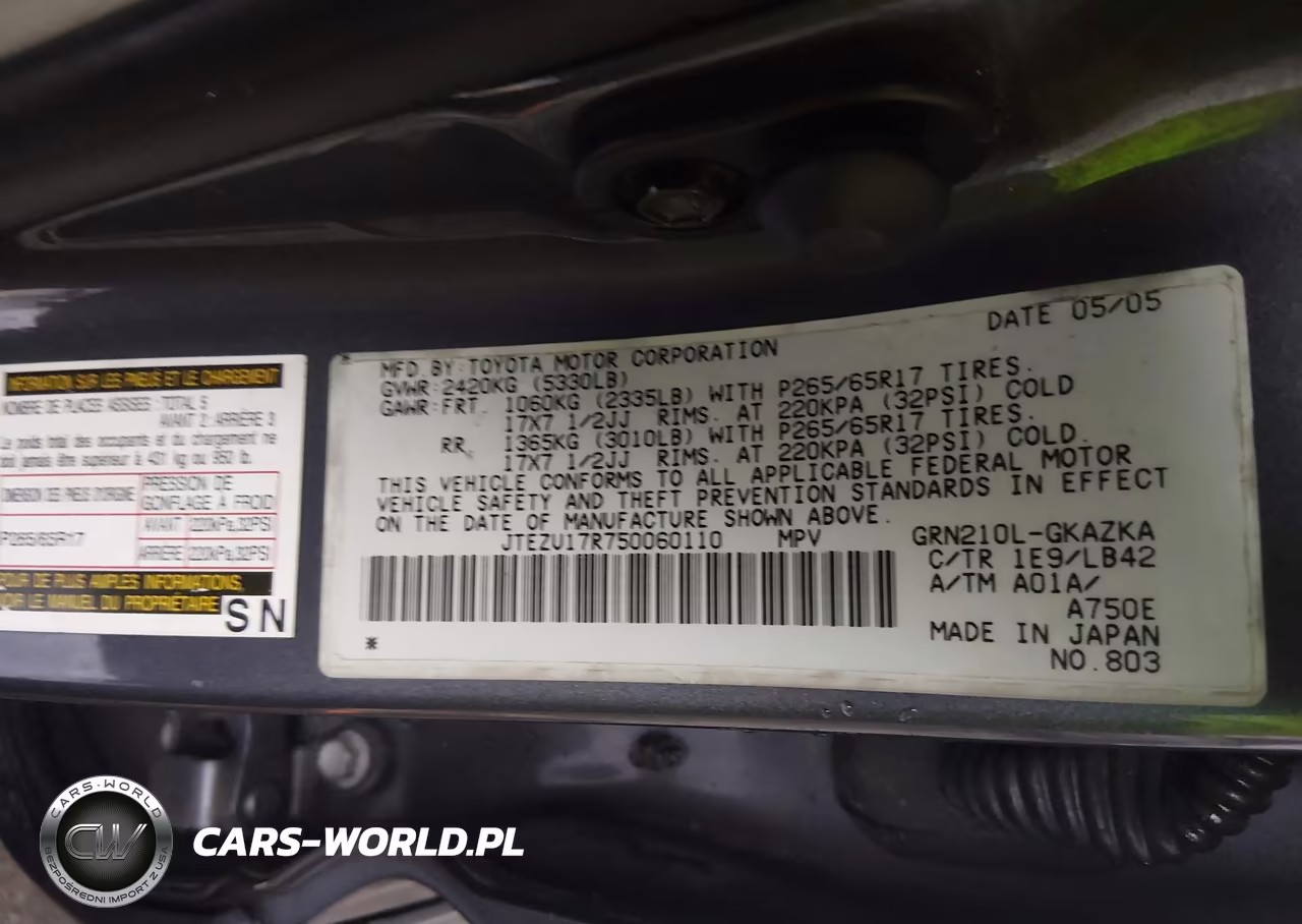 2005 Toyota 4Runner Limited V6 VIN:JTEZU17R750060110 - 9
