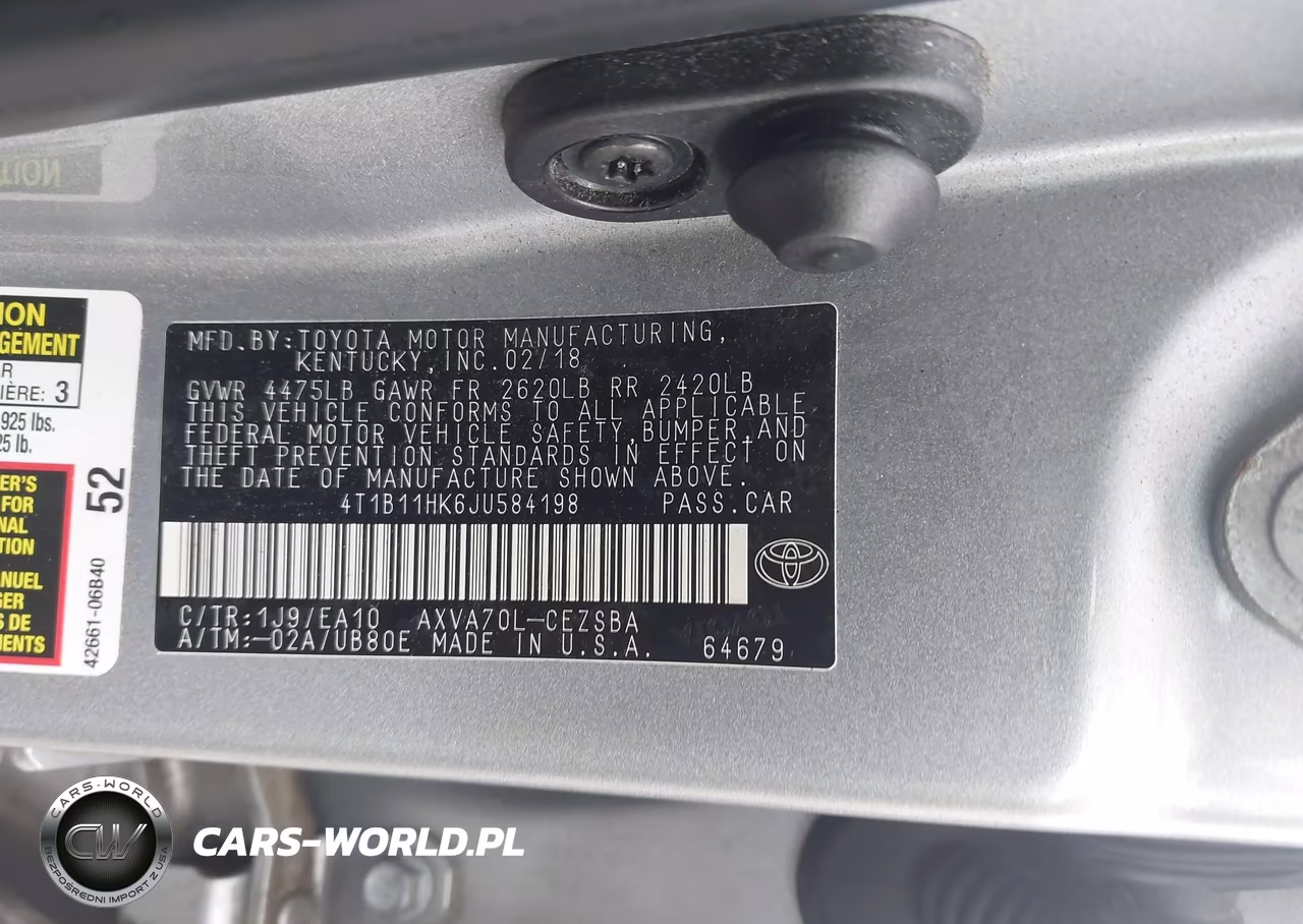 2018 Toyota Camry Se VIN:4T1B11HK6JU584198 - 9