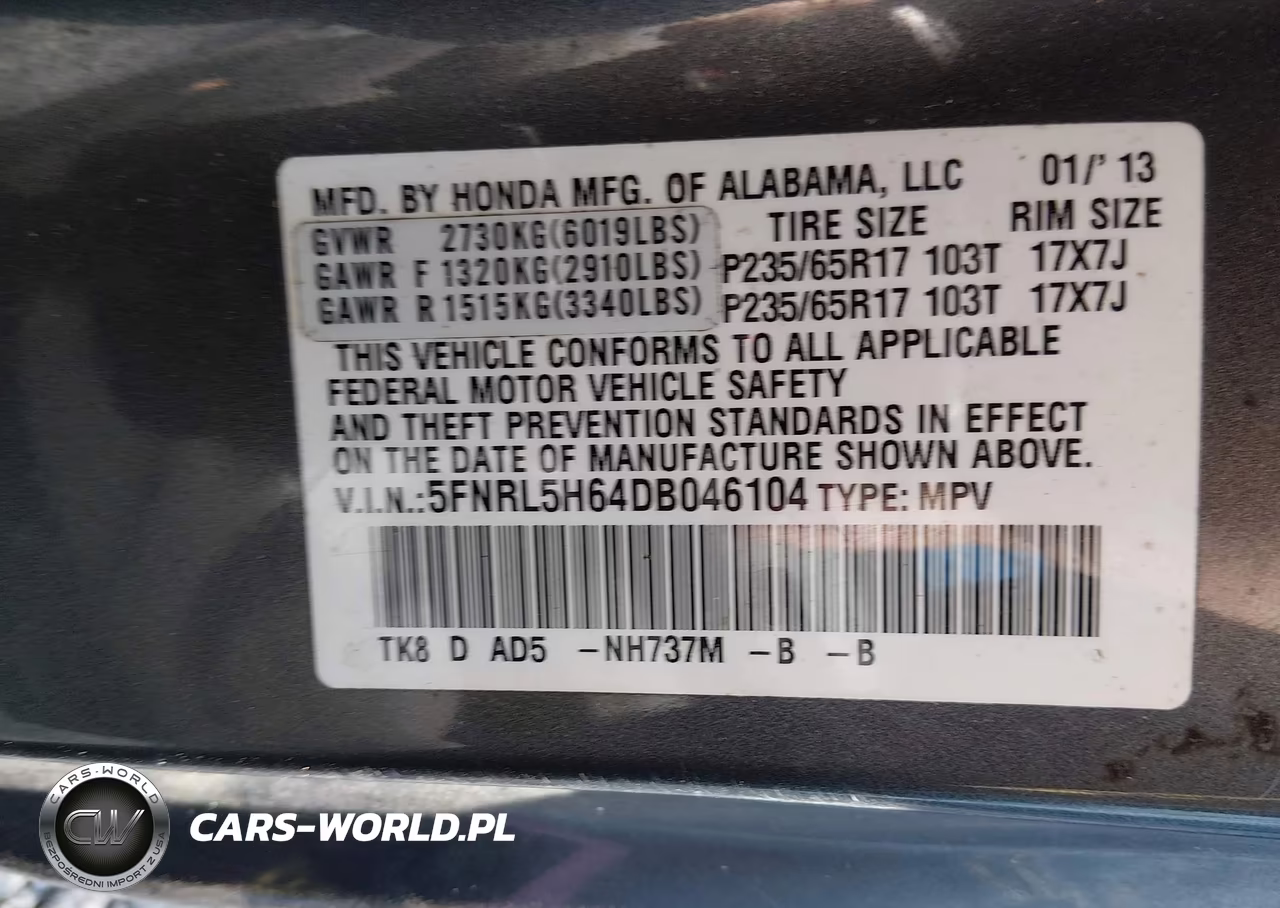 2013 Honda Odyssey Ex-L VIN:5FNRL5H64DB046104 - 9