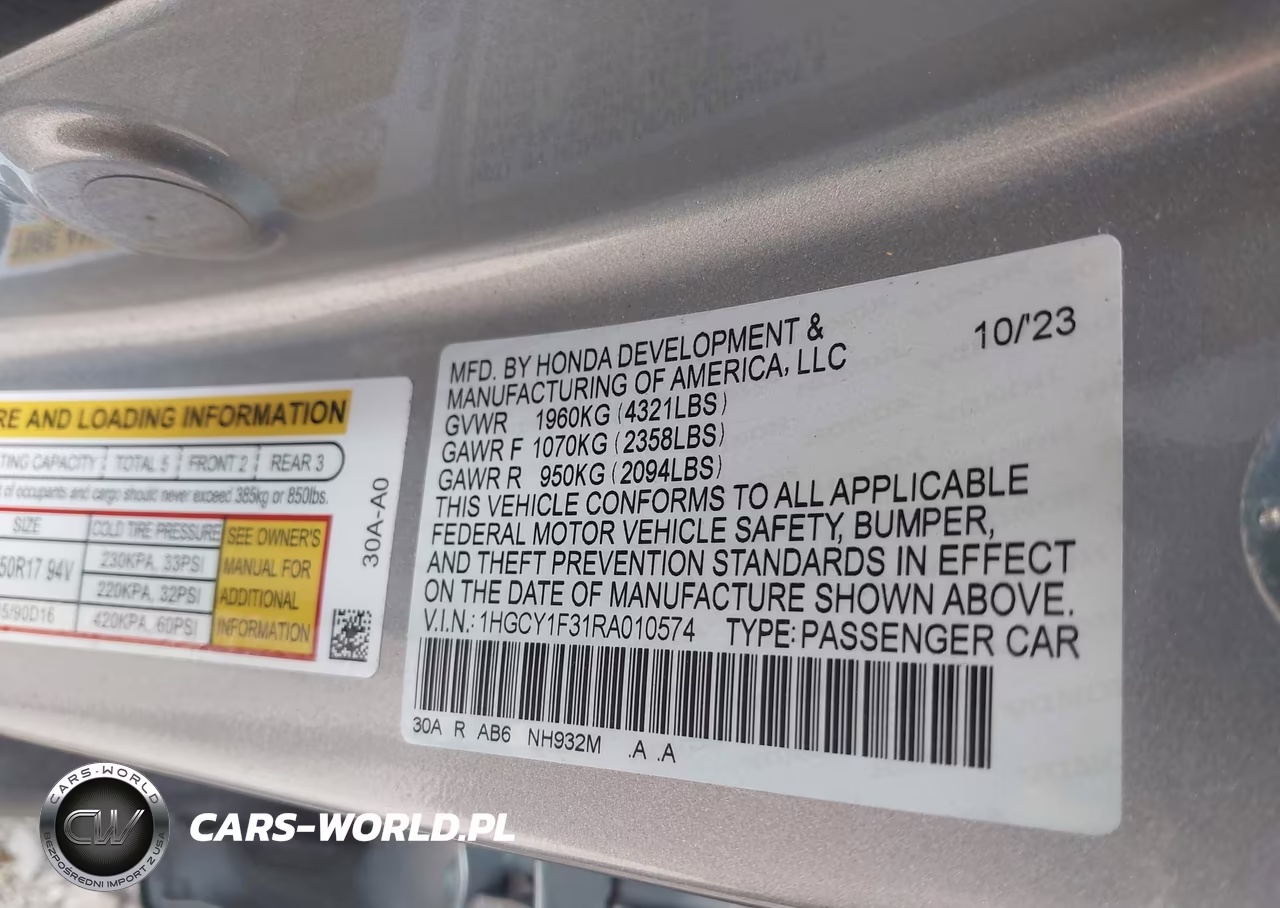 2024 Honda Accord Ex VIN:1HGCY1F31RA010574 - 9