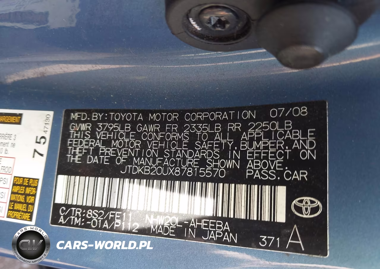 2008 Toyota Prius VIN:JTDKB20UX87815570 - 9