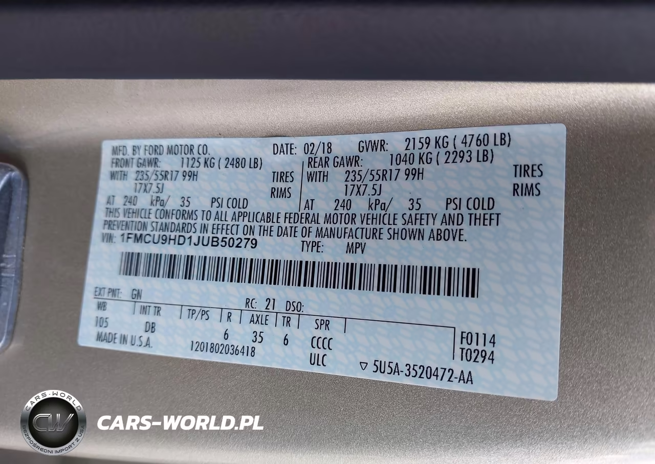 2018 Ford Escape Sel VIN:1FMCU9HD1JUB50279 - 9