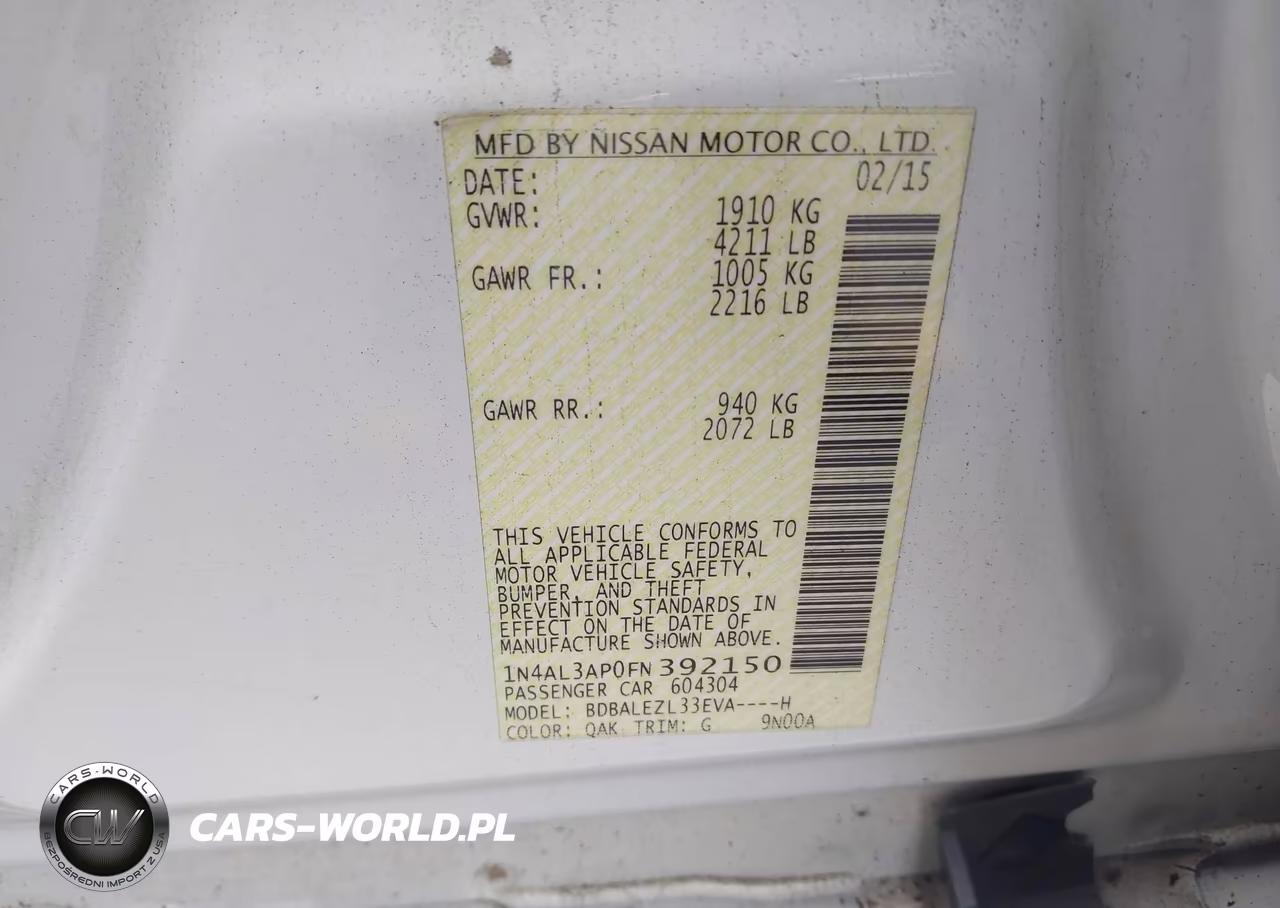 2015 Nissan Altima 2.5 S VIN:1N4AL3AP0FN392150 - 9