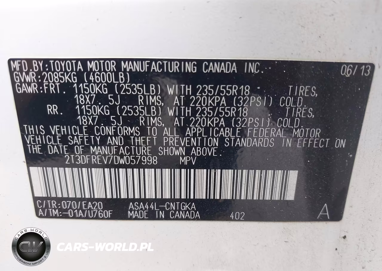 2013 Toyota Rav4 Limited VIN:2T3DFREV7DW057998 - 9