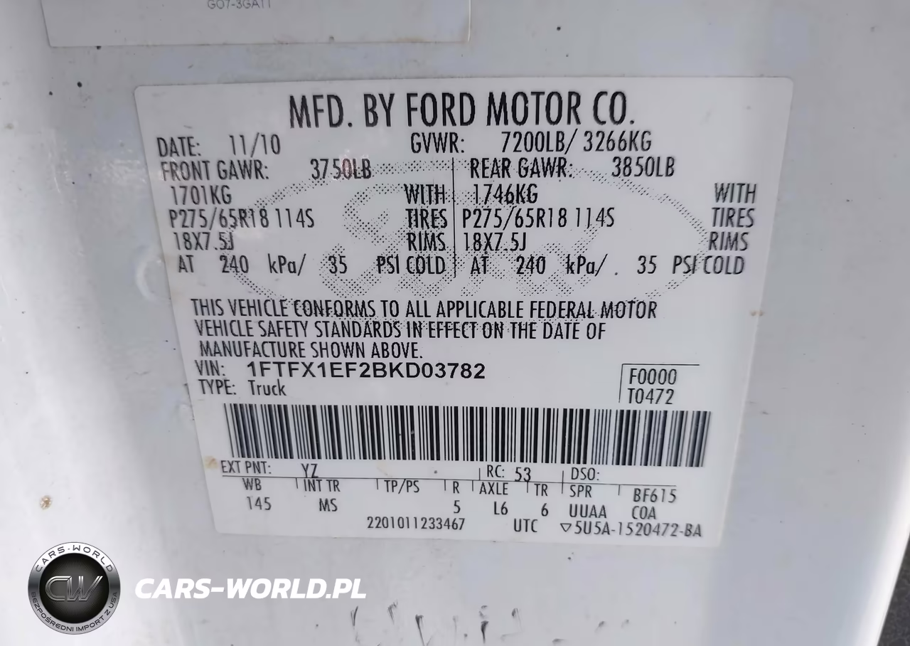 2011 Ford F-150 Xlt VIN:1FTFX1EF2BKD03782 - 9