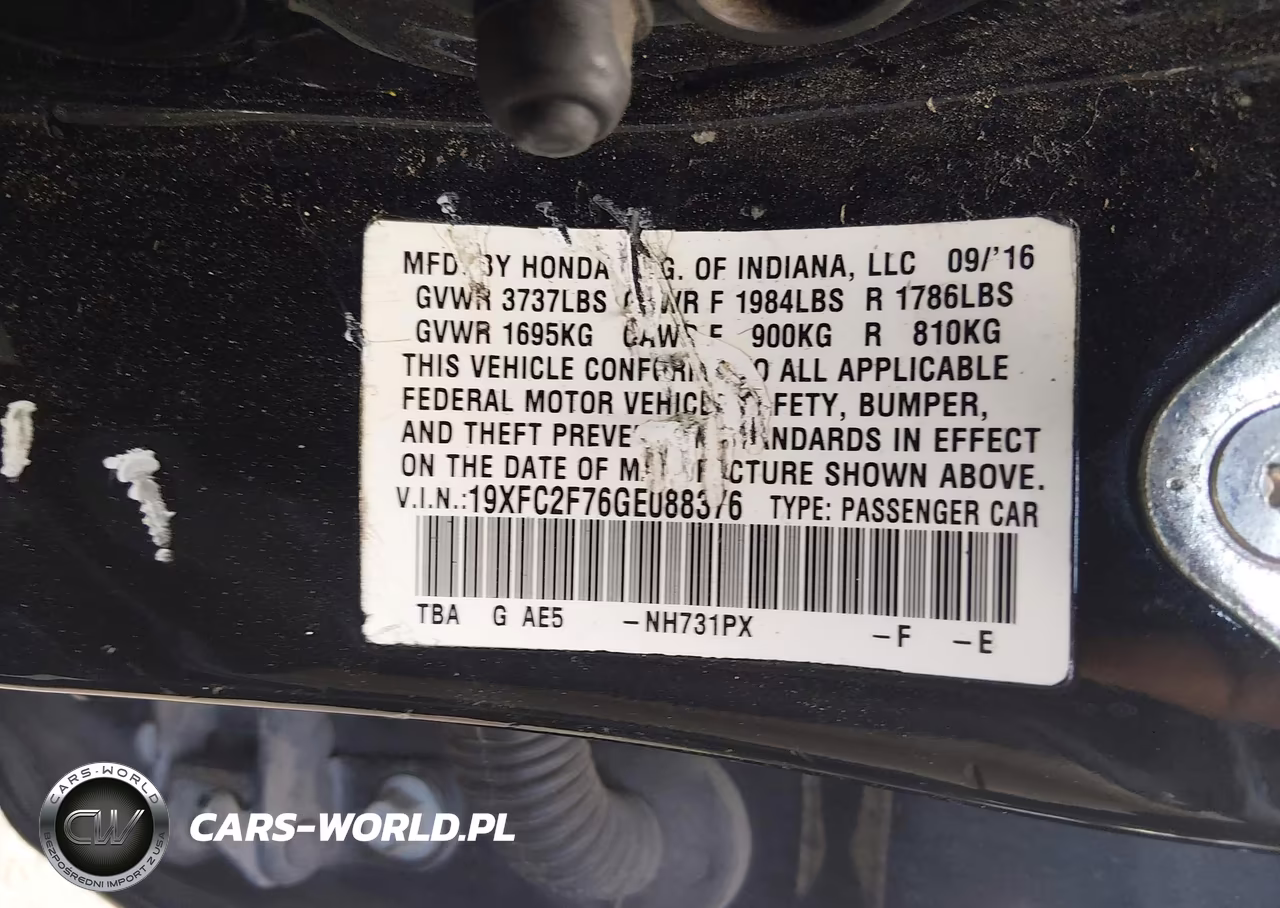 2016 Honda Civic Ex VIN:19XFC2F76GE088376 - 9