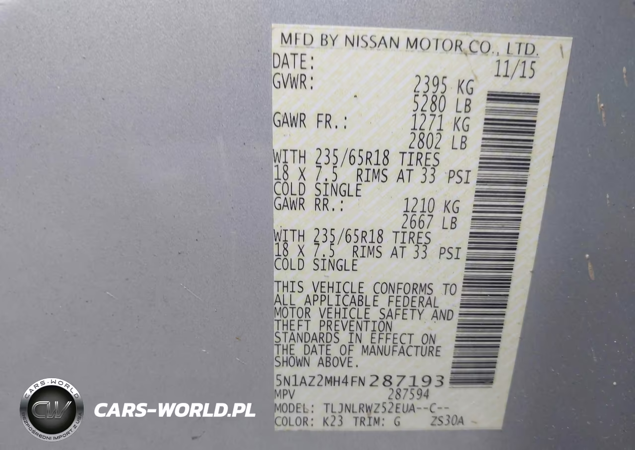 2015 Nissan Murano Sl VIN:5N1AZ2MH4FN287193 - 9