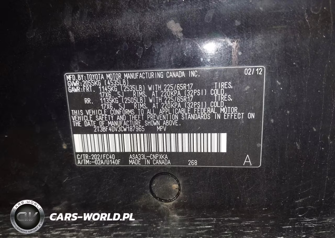 2012 Toyota Rav4 VIN:2T3BF4DV3CW187965 - 9