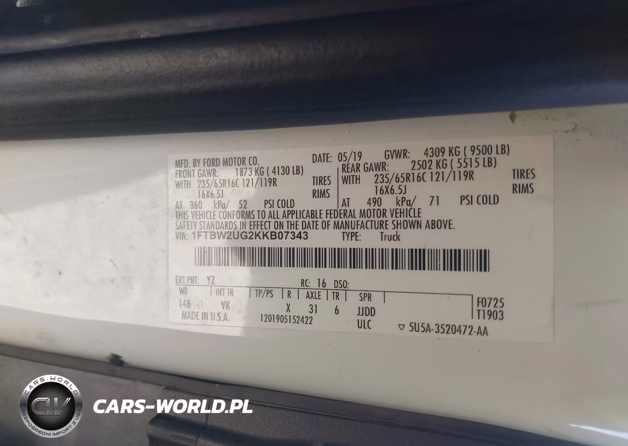 2019 Ford Transit-350 VIN:1FTBW2UG2KKB07343 - 9
